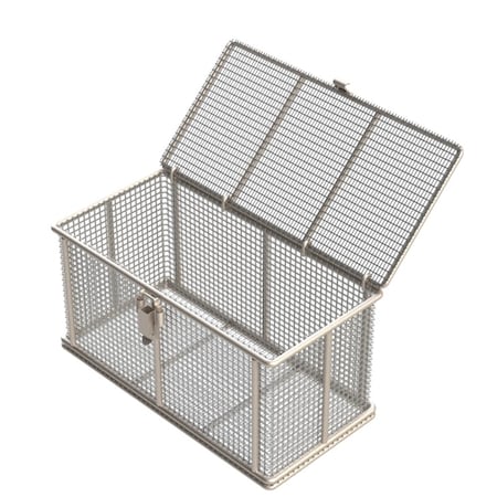 Anysizebasket Rectangular Wire Mesh Basket: 12Lx6Wx6H, 304 SS, 1/4 Rod Frame, Mesh: 2 x .063 TMT-120060060-P02S